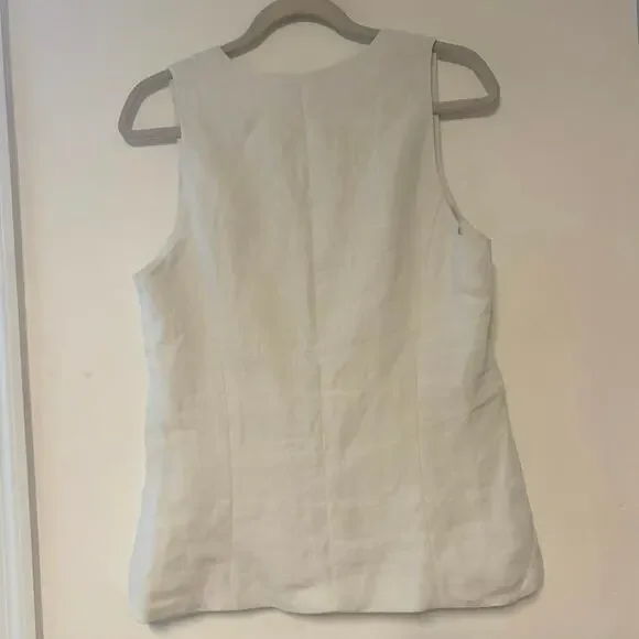 NWT Madewell Scoopneck Cutaway Linen Vest In White Salt Size 8 - Picture 8 of 8